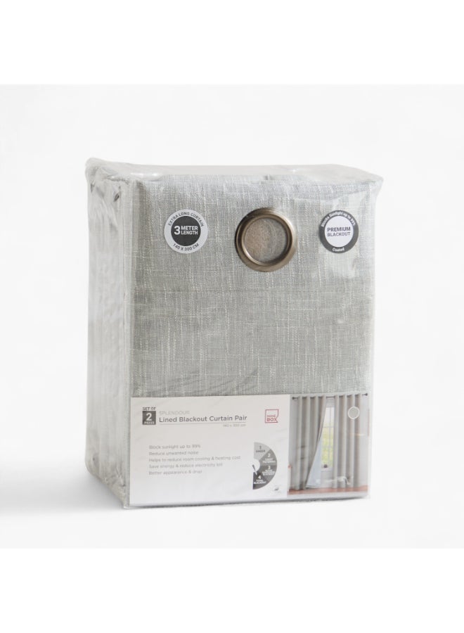 Home Box Extra Long Blackout Lined Curtain Set - Grey - 2 Pieces - Image 5